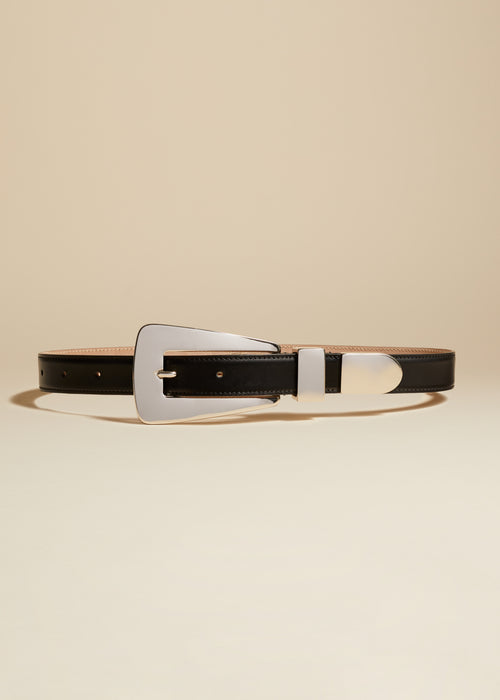 The Lucca Belt in Black Leather with Silver
