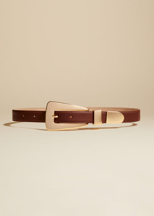 The Lucca Belt in Dark Brown Leather with Gold