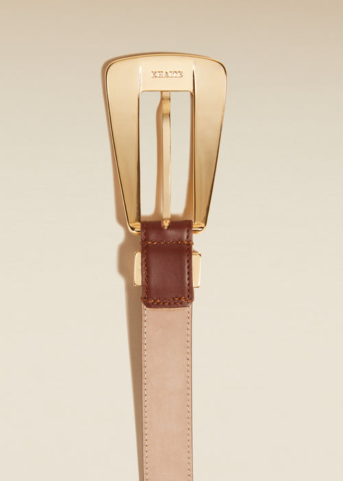 The Lucca Belt in Dark Brown Leather with Gold