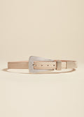 The Lucca Belt in Dark Ivory Pebbled Leather with Antique Silver