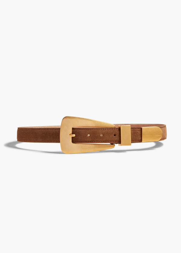 Lucca Belt in Mud Suede with Antique Gold