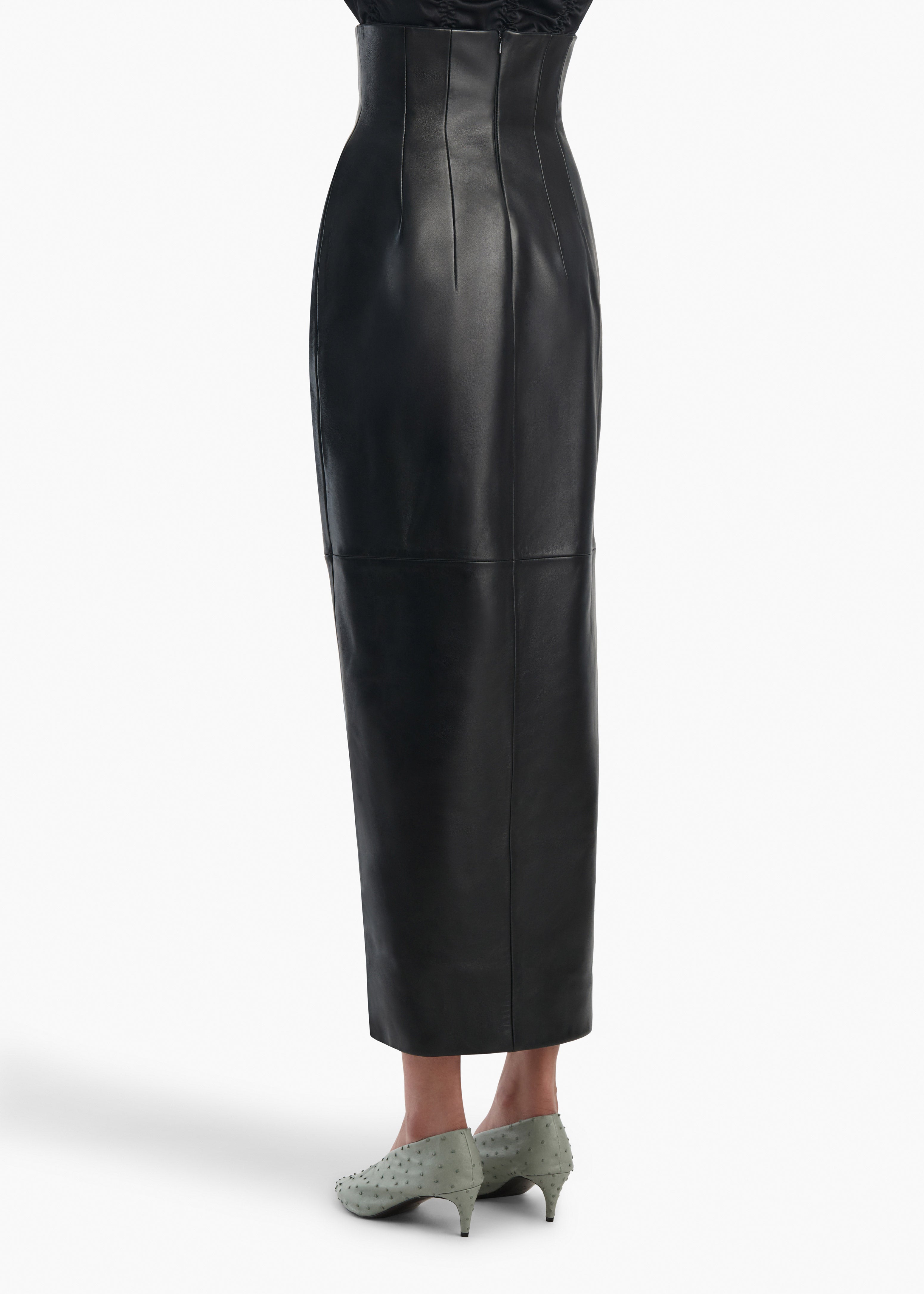 Luiza Skirt in Black Leather