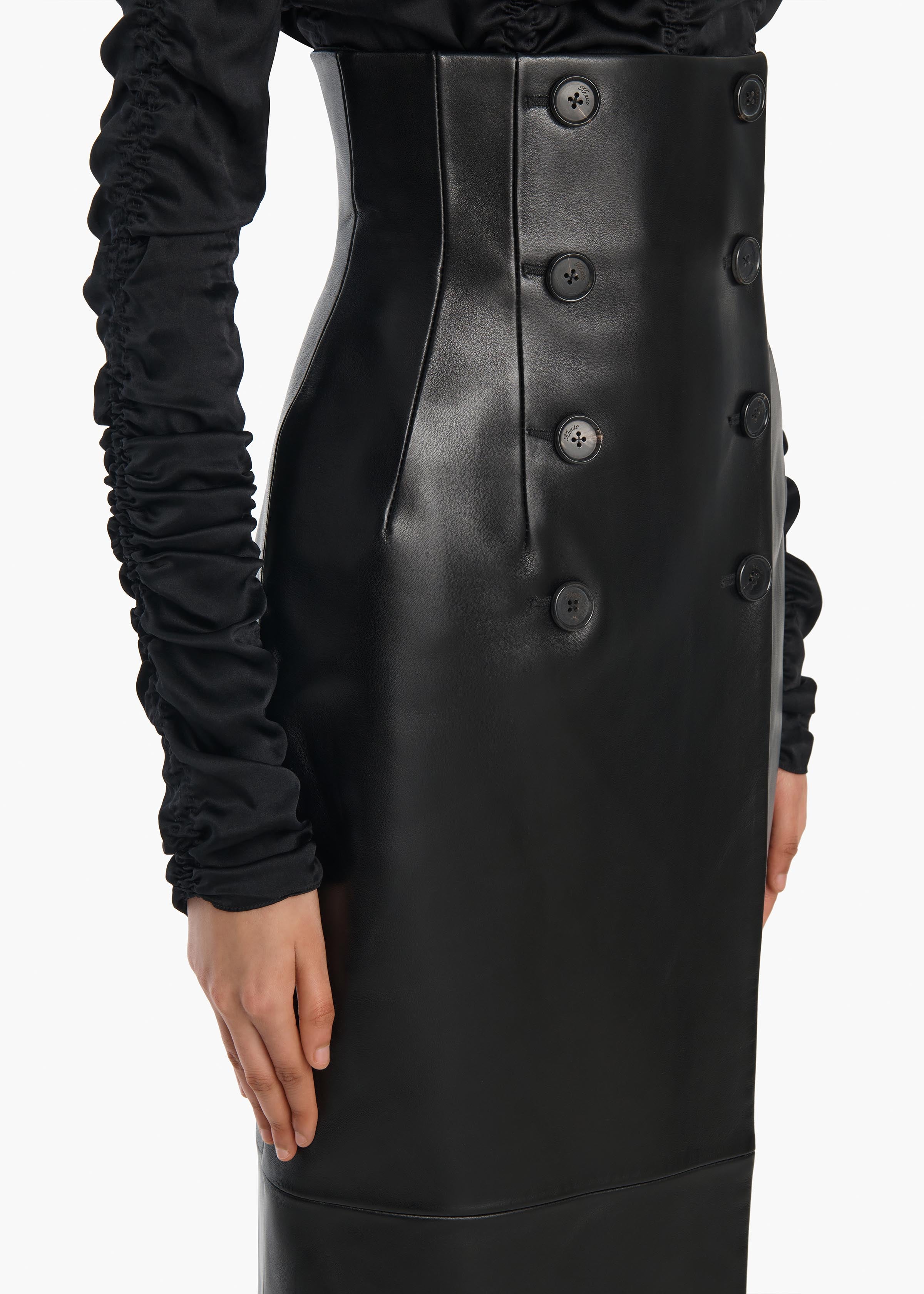 Luiza Skirt in Black Leather