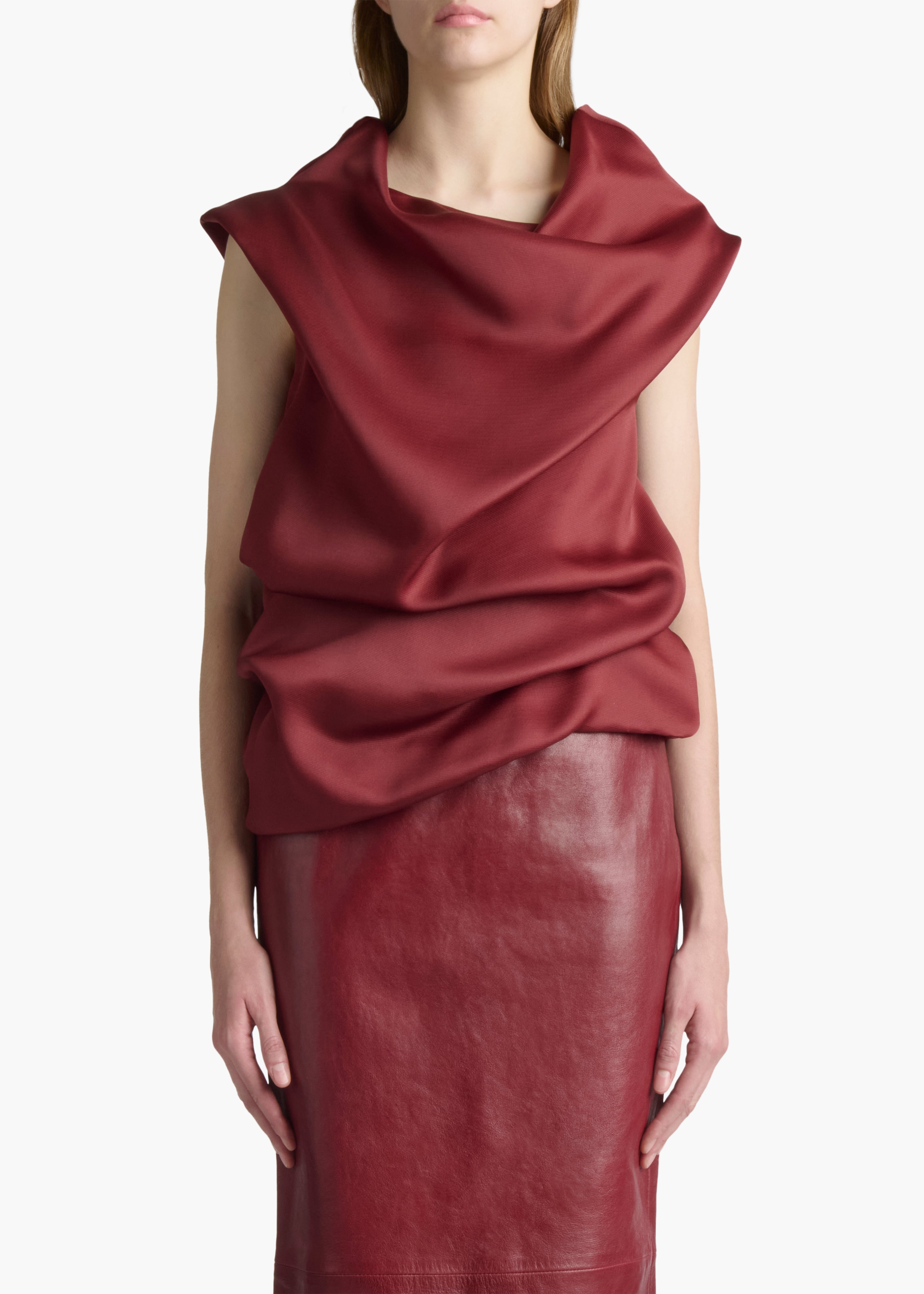 KHAITE LLC - Luola Top in Oxblood