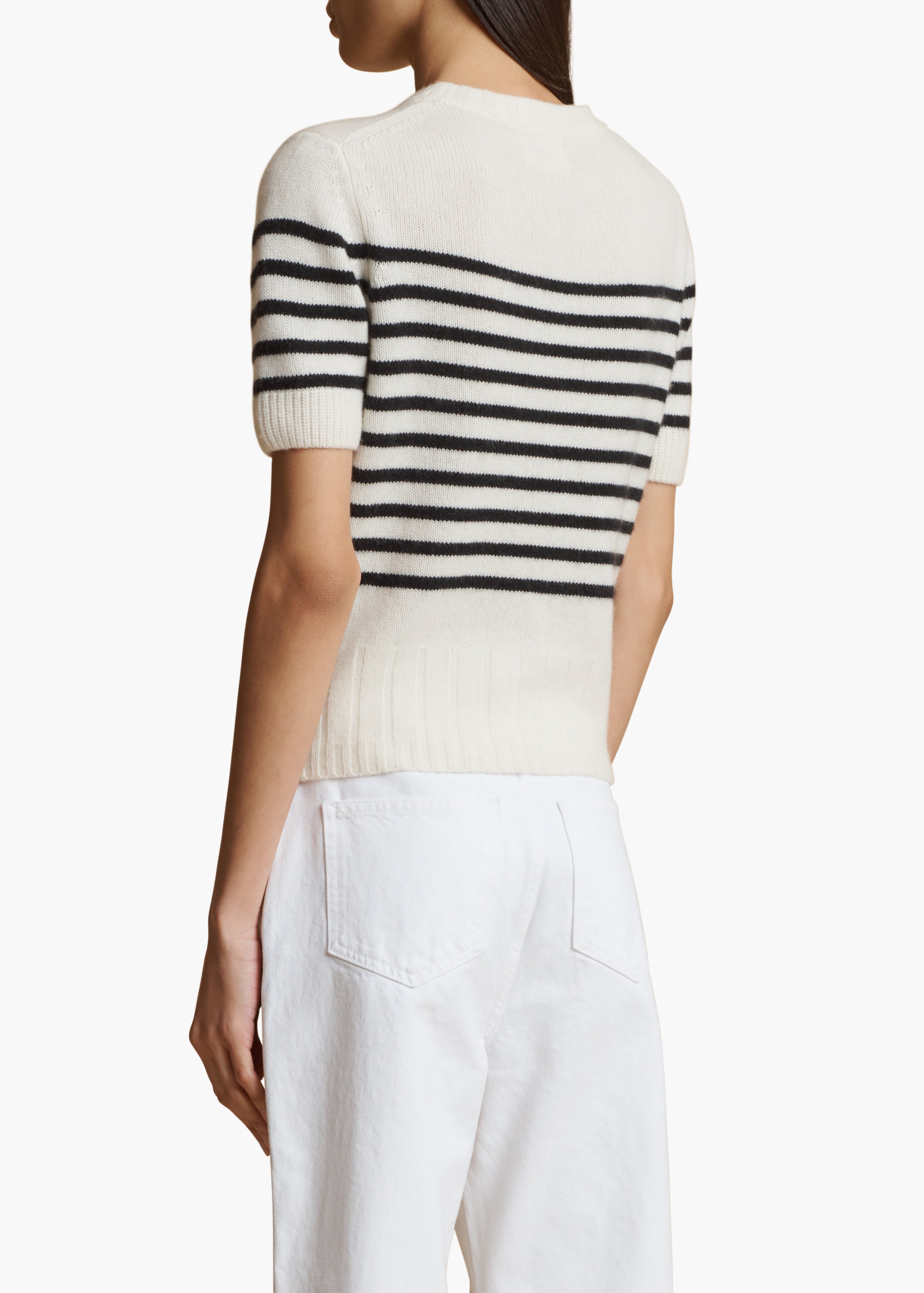 LUPHIA SWEATER IN GLAZE BLACK STRIPE BACK VIEW