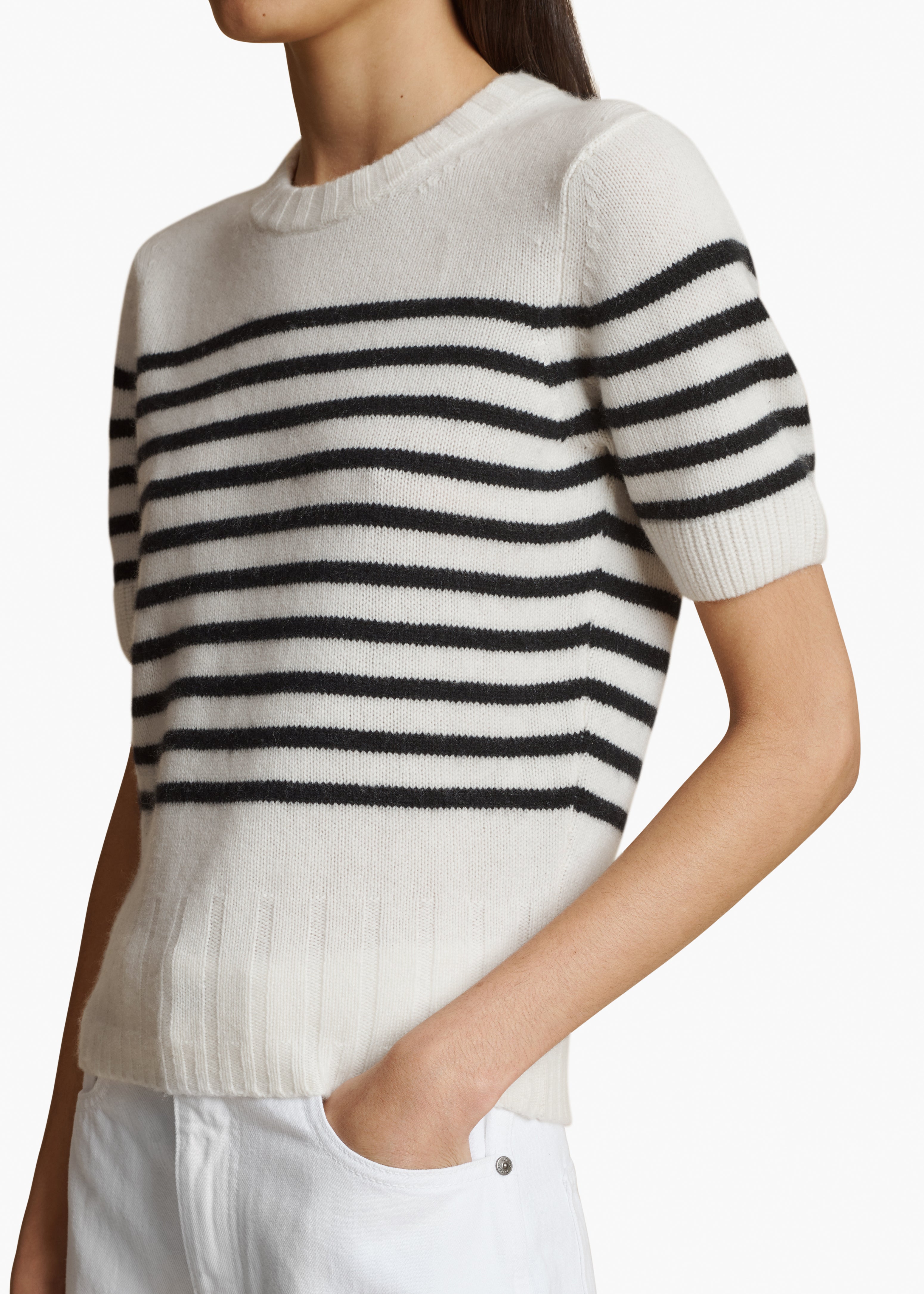 LUPHIA SWEATER IN GLAZE BLACK STRIPE DETAILED VIEW 2