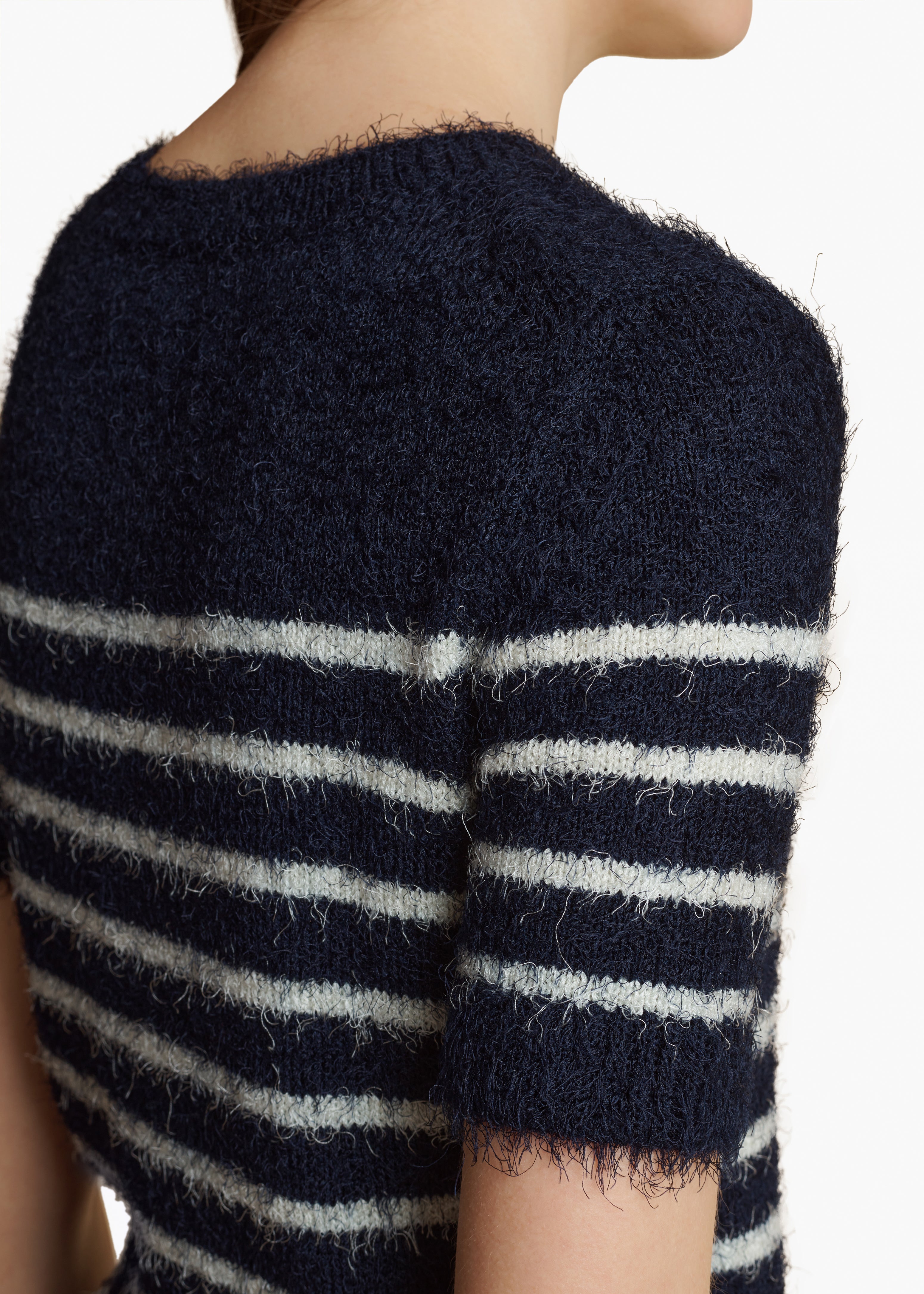 LUPHIA SWEATER IN NAVY CREAM STRIPE DETAILED VIEW 2