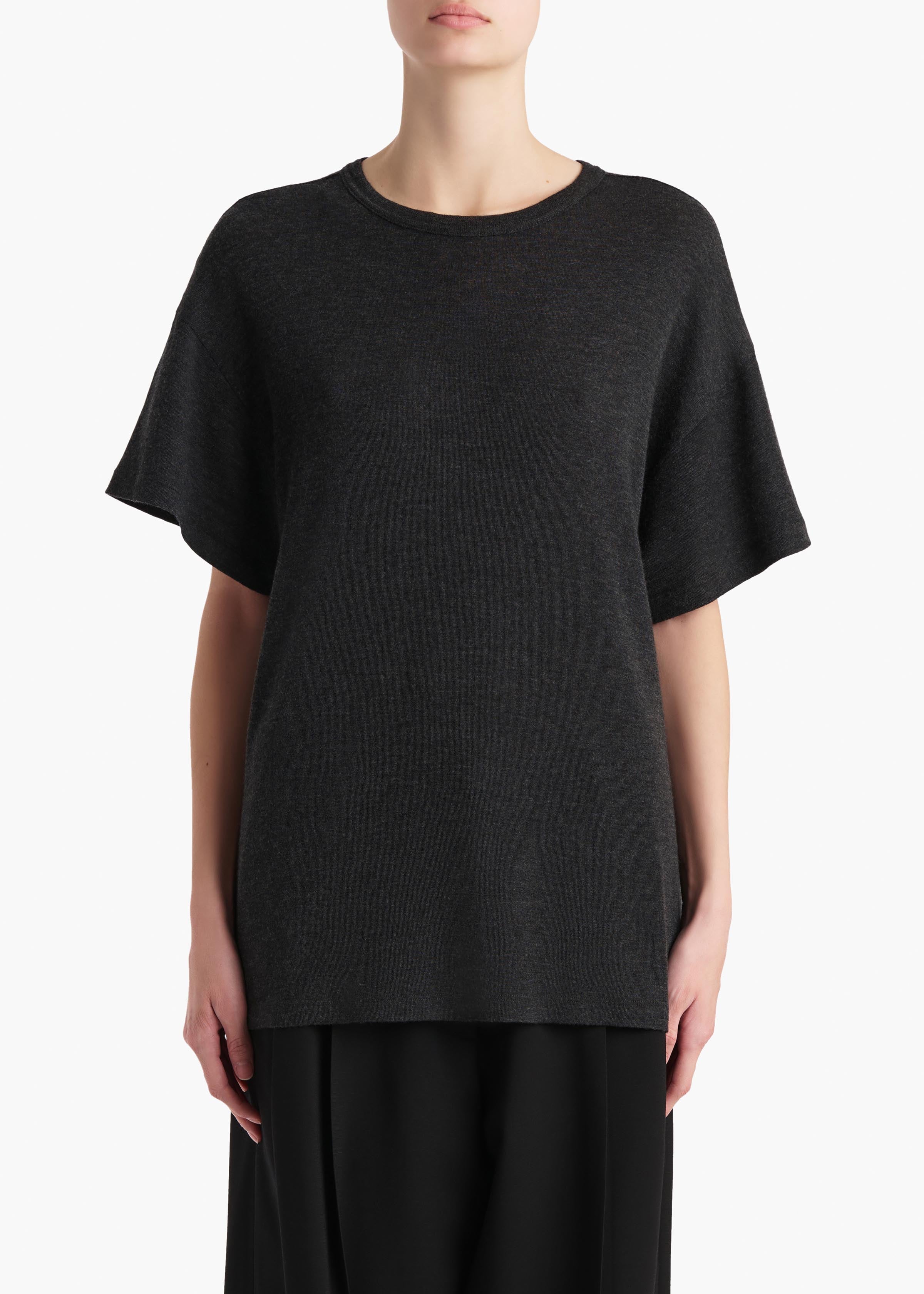 Maeve T-Shirt in Charcoal Silk Cashmere Jersey