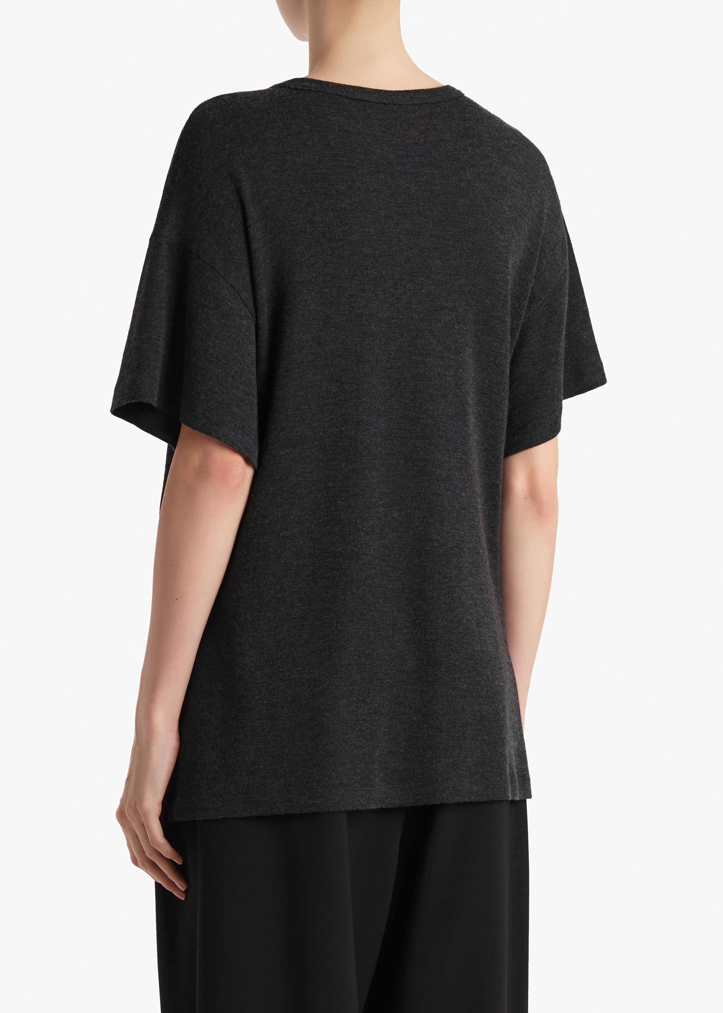 Maeve T-Shirt in Charcoal Silk Cashmere Jersey