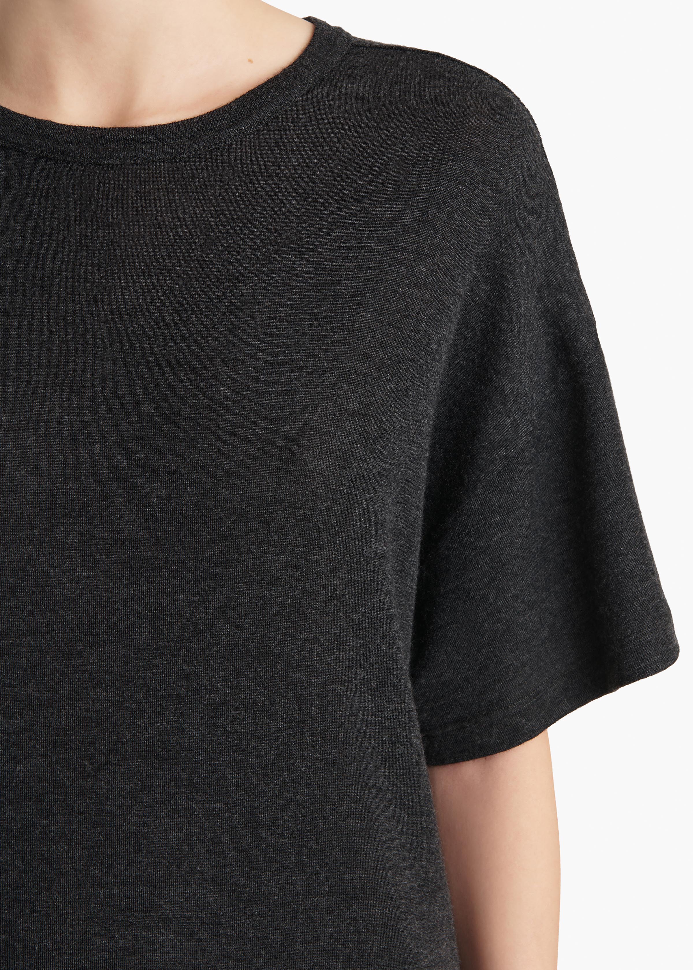 Maeve T-Shirt in Charcoal Silk Cashmere Jersey