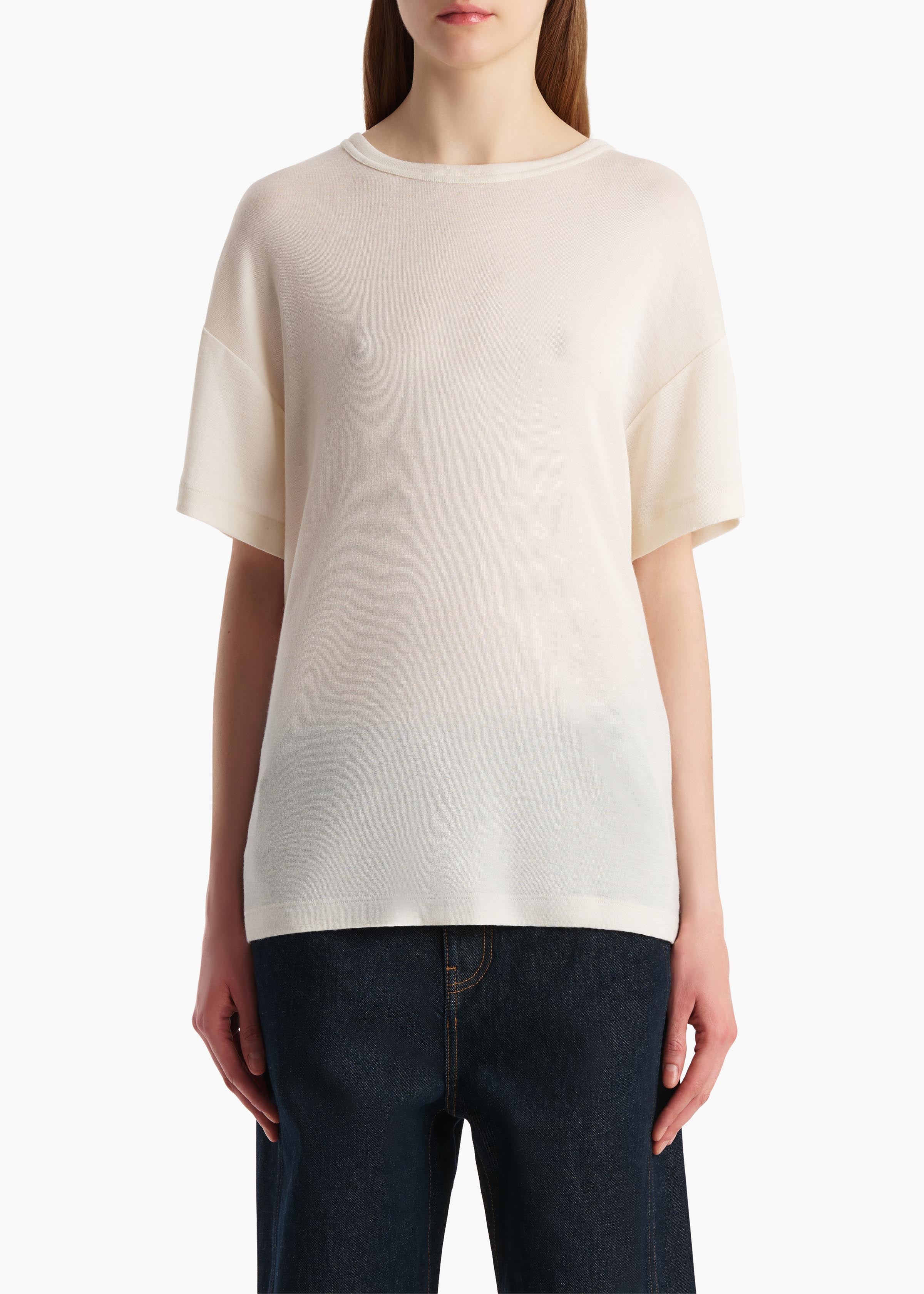 Maeve T-Shirt in Cream Silk Cashmere Jersey