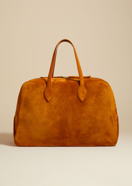 The Large Maeve Weekender Bag in Beige Suede– KHAITE