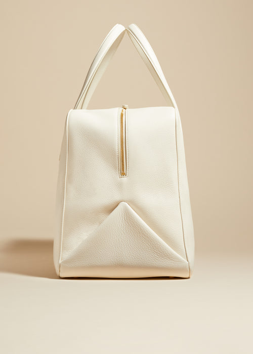 The Large Maeve Weekender Bag in Off-White Pebbled Leather