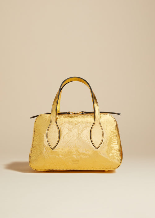 The Small Maeve Crossbody Bag in Gold Metallic Leather