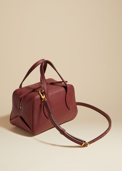The Small Maeve Crossbody Bag in Merlot Pebbled Leather
