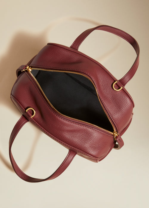 The Small Maeve Crossbody Bag in Merlot Pebbled Leather