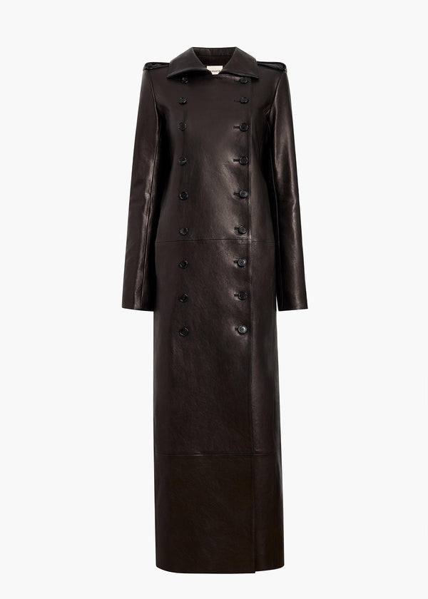 Mallory Coat in Black Leather FLAT VIEW