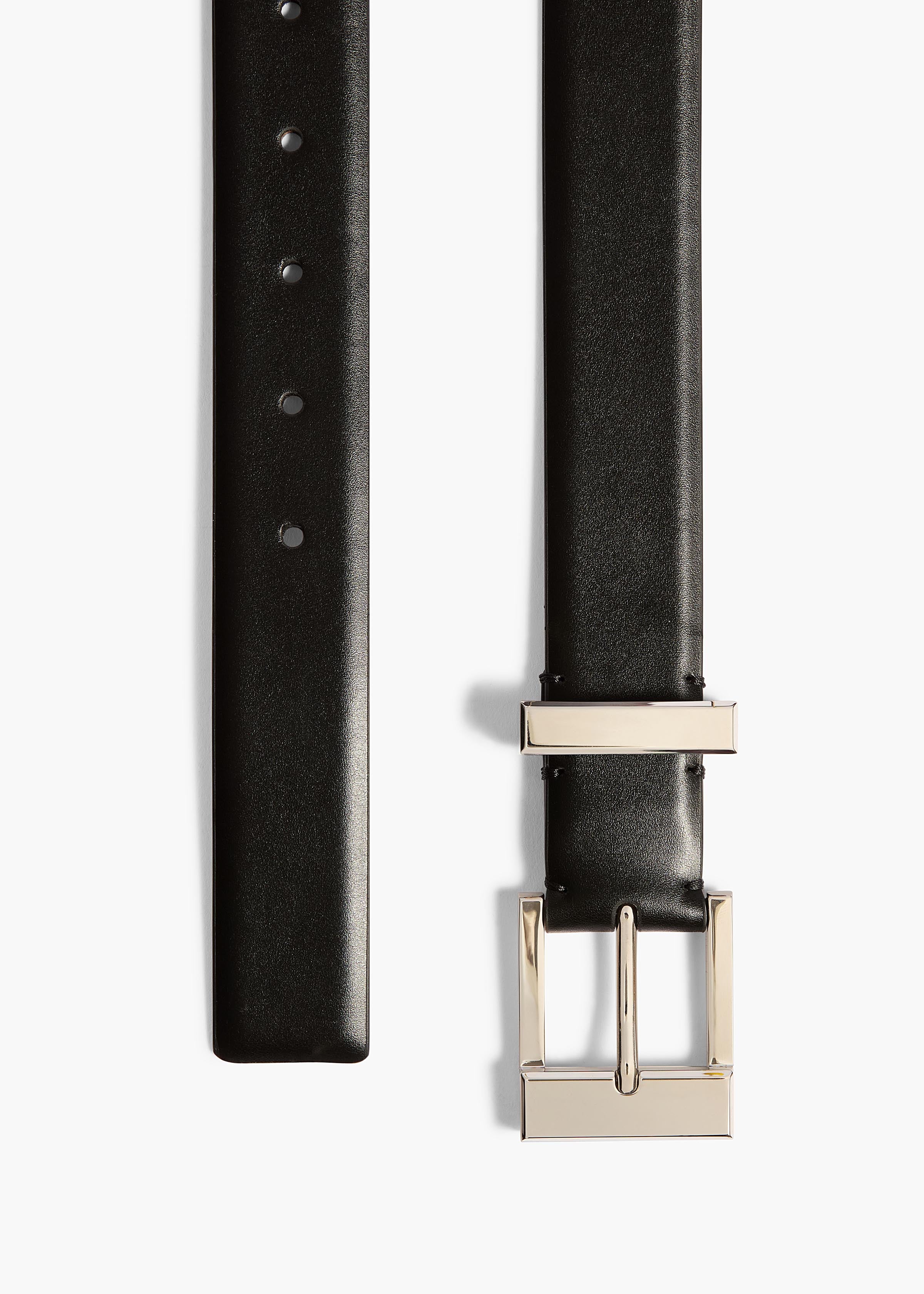 Medium Manhattan Belt in Black Leather with Silver