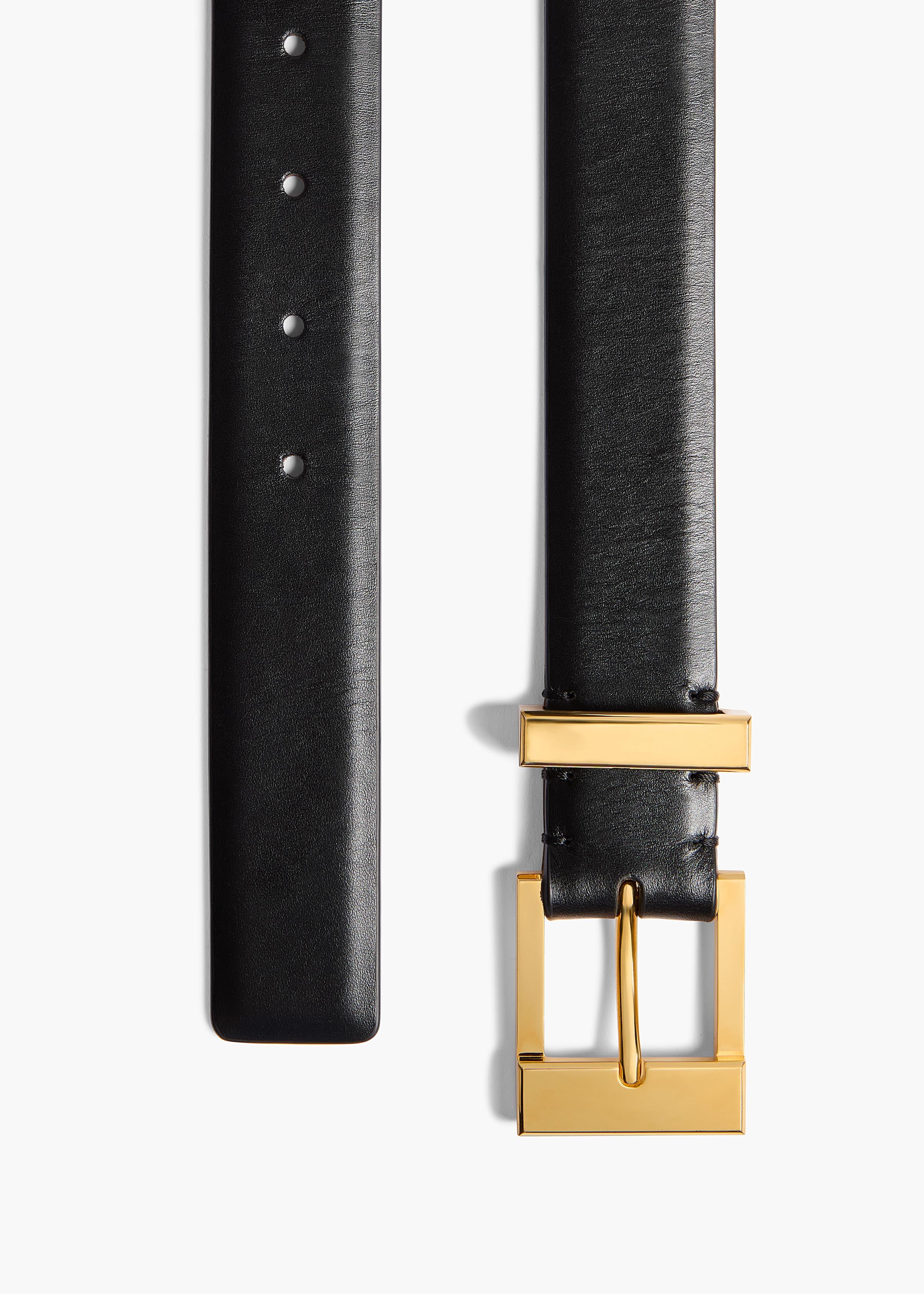 Medium Manhattan Belt in Black Leather with Gold