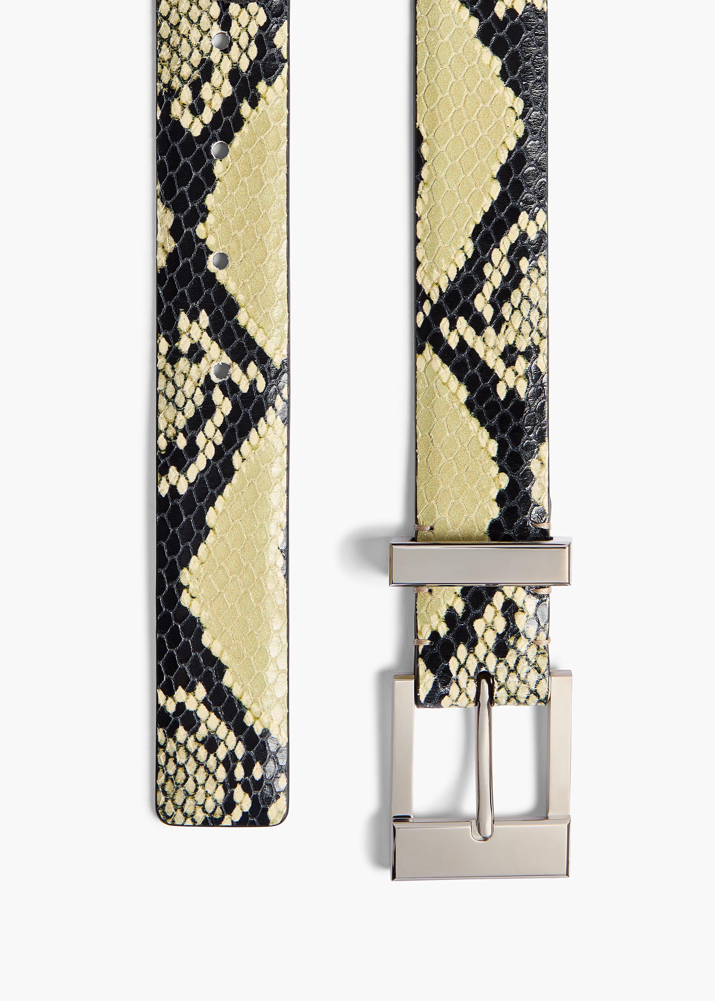 Medium Manhattan Belt in Natural Python-Embossed Leather with