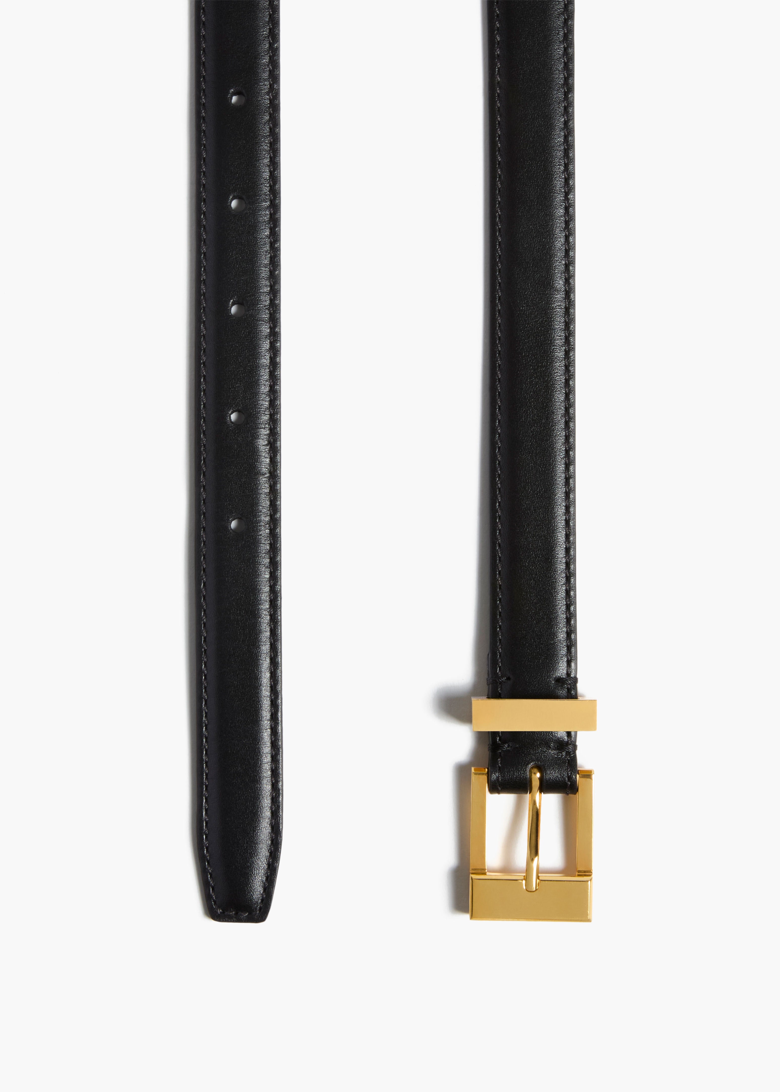 Manhattan Belt in Black Leather with Gold