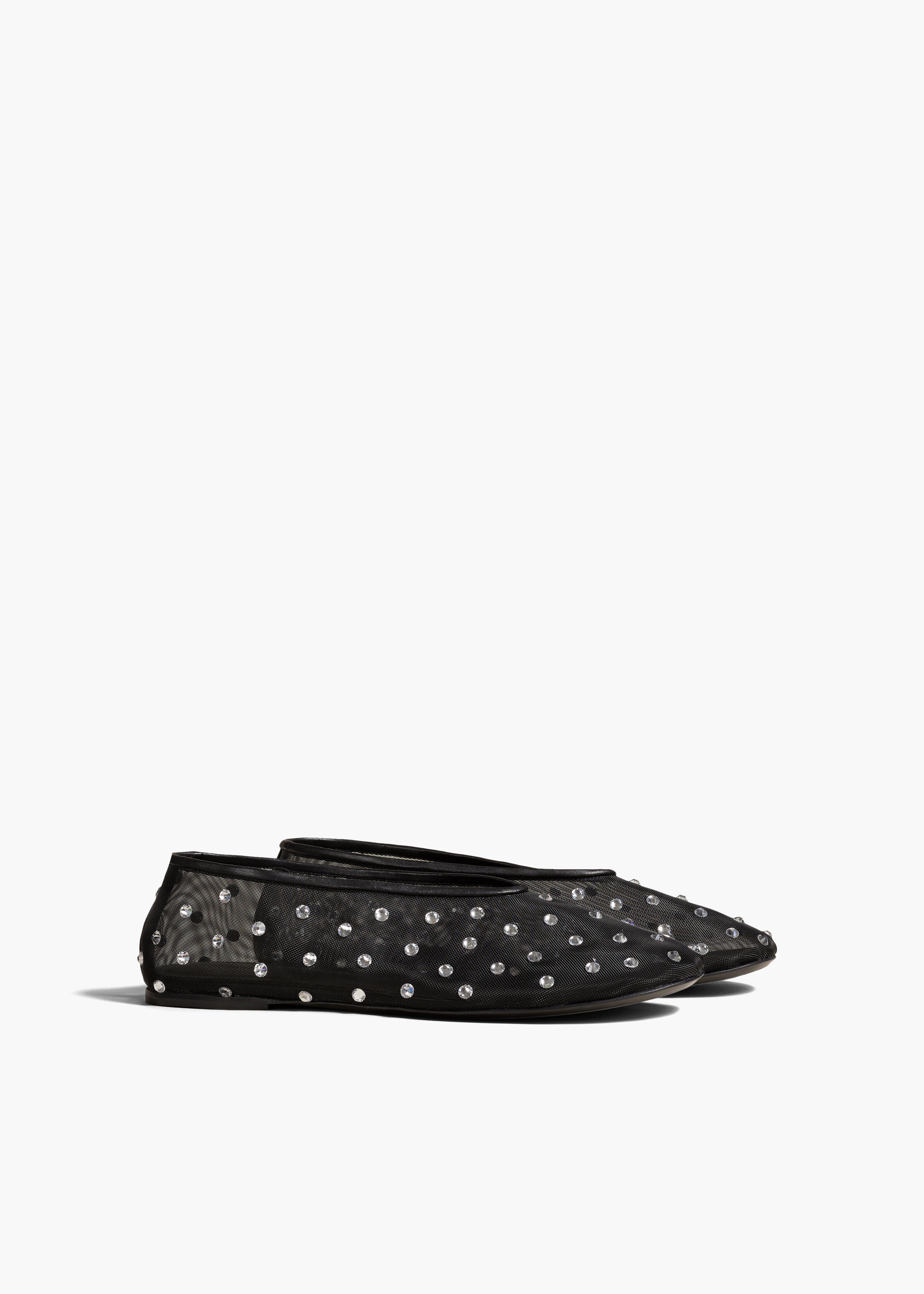 KHAITE LLC - Marcy Flat in Black Mesh with Crystals