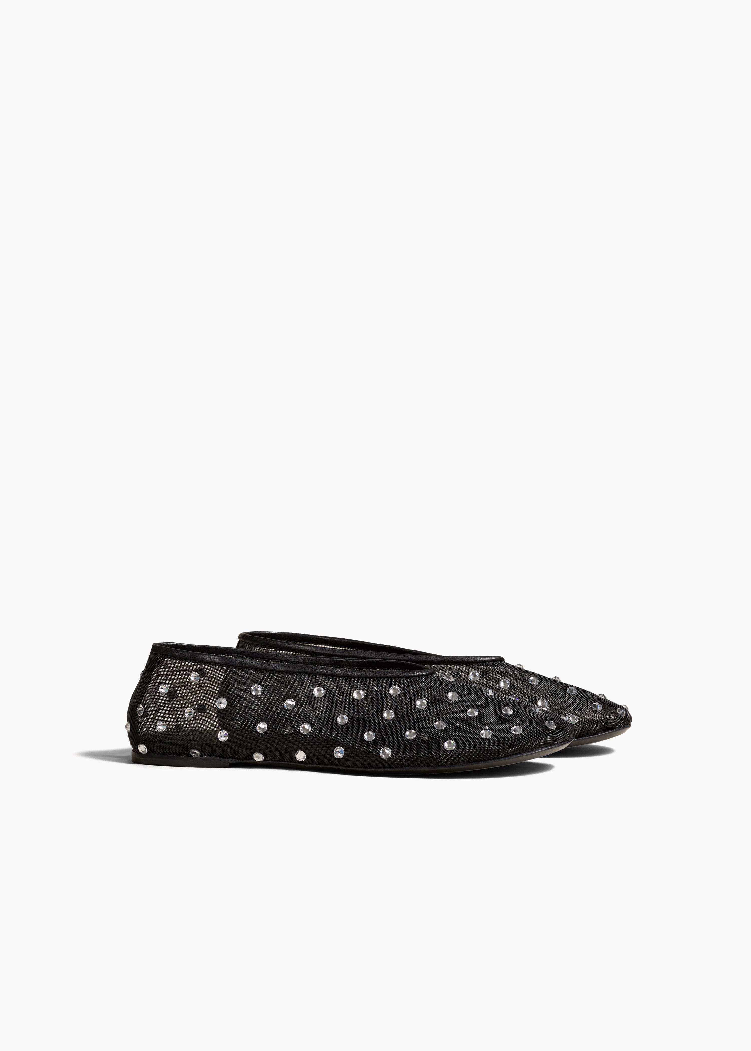 KHAITE - Marcy Flat in Black Mesh with Crystals