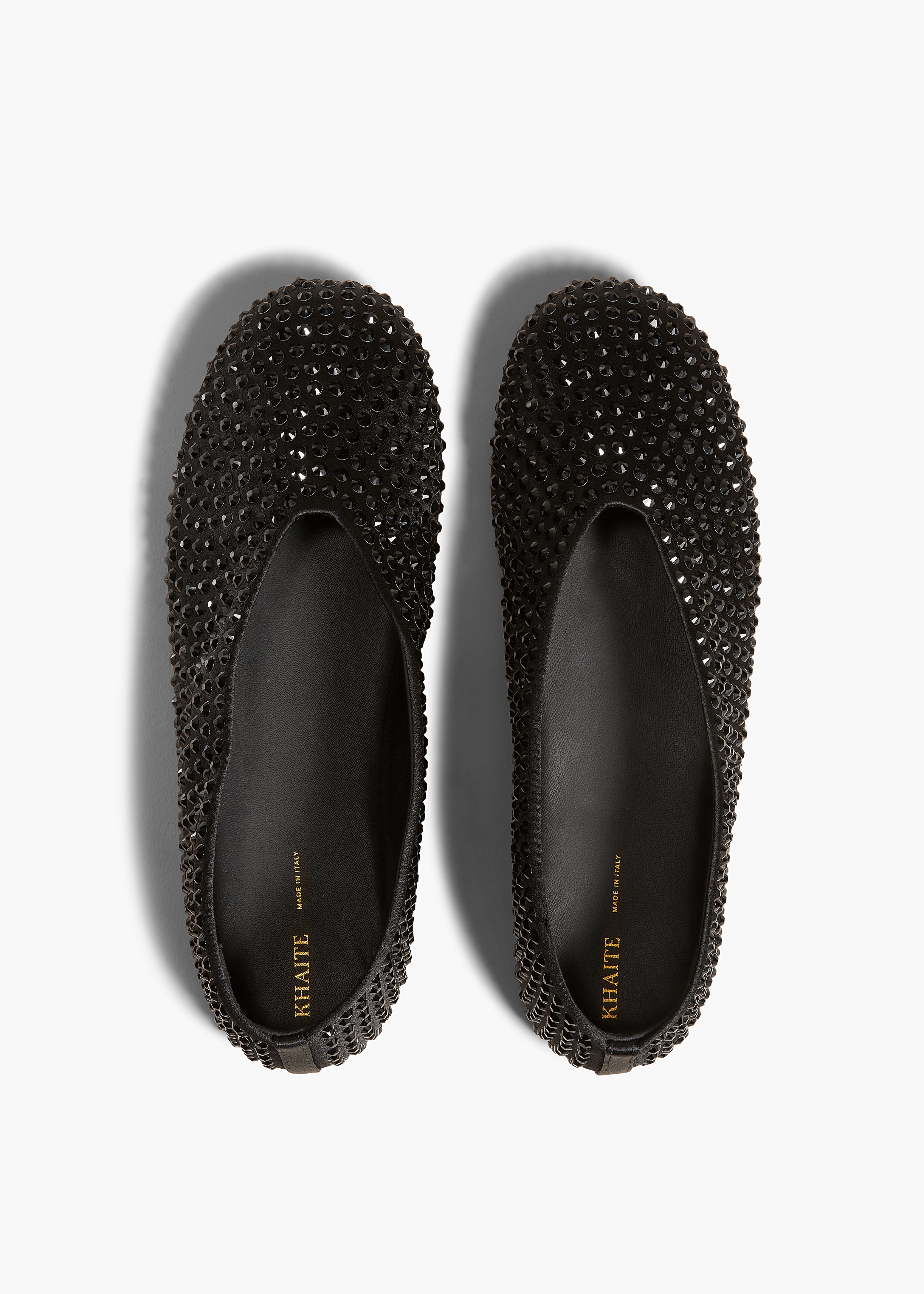 KHAITE - Marcy Flat in Black with Black Crystals