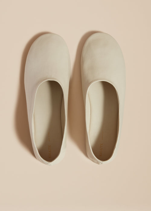The Maiden Flat in Off-White Leather