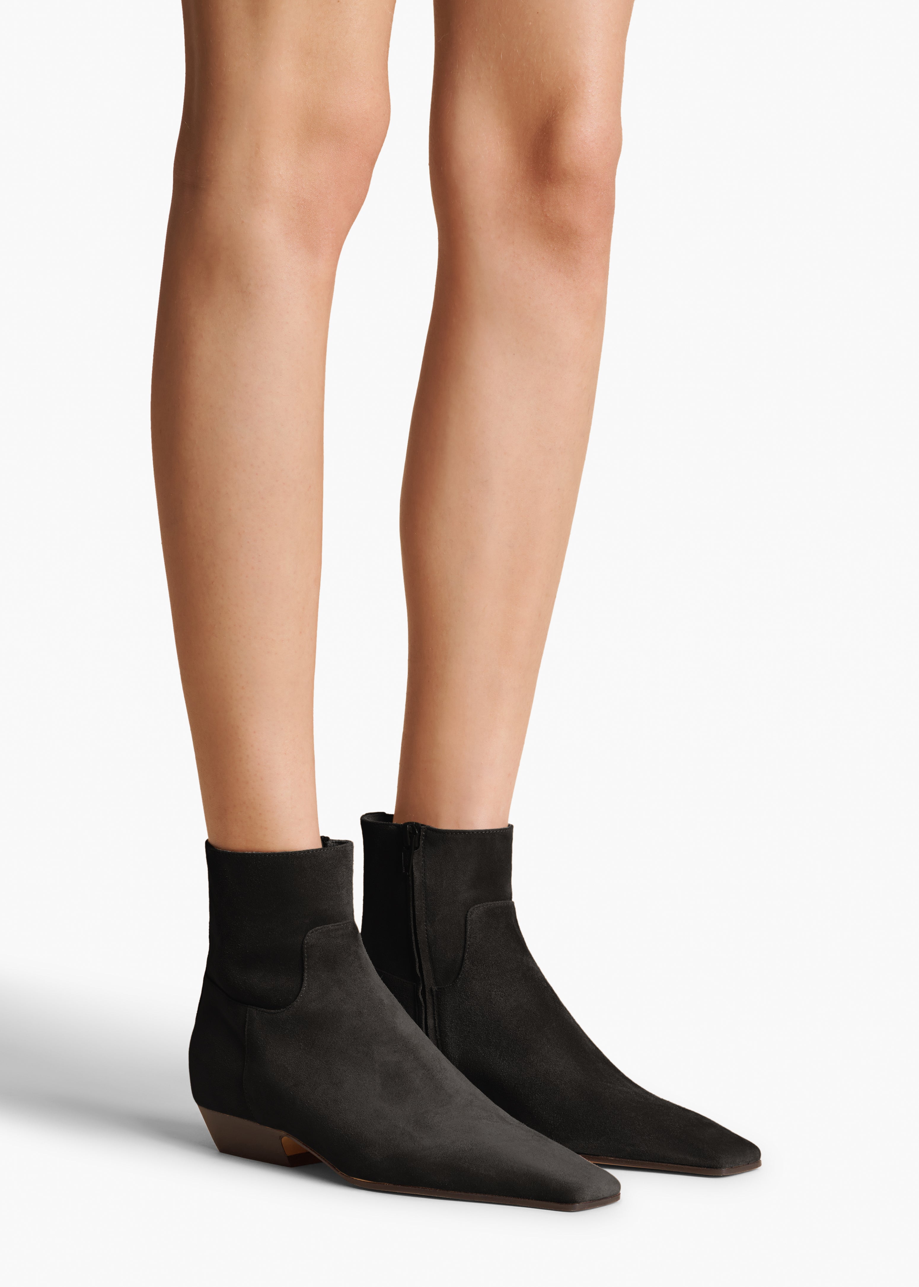 KHAITE - Marfa Ankle Boot in Black Suede