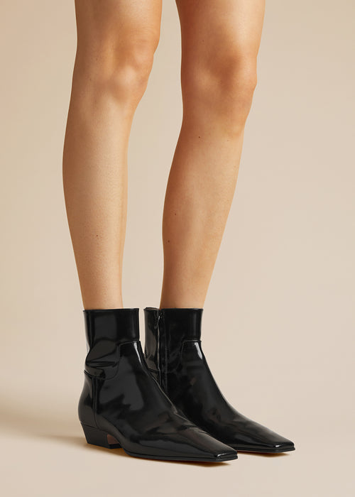 The Marfa Ankle Boot in Black Brushed Leather