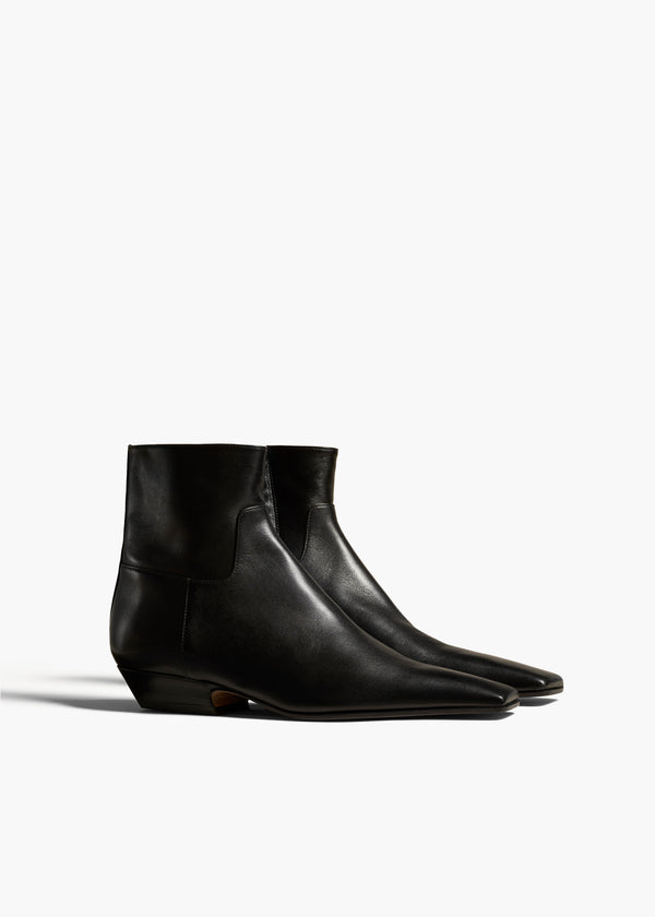 MARFA ANKLE BOOT IN BLACK LEATHER ANGLED VIEW