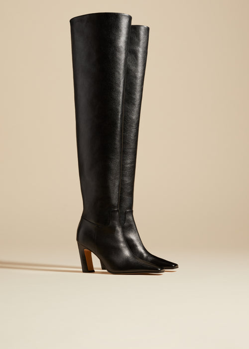 The Marfa Over-the-Knee High Boot in Black Leather– KHAITE