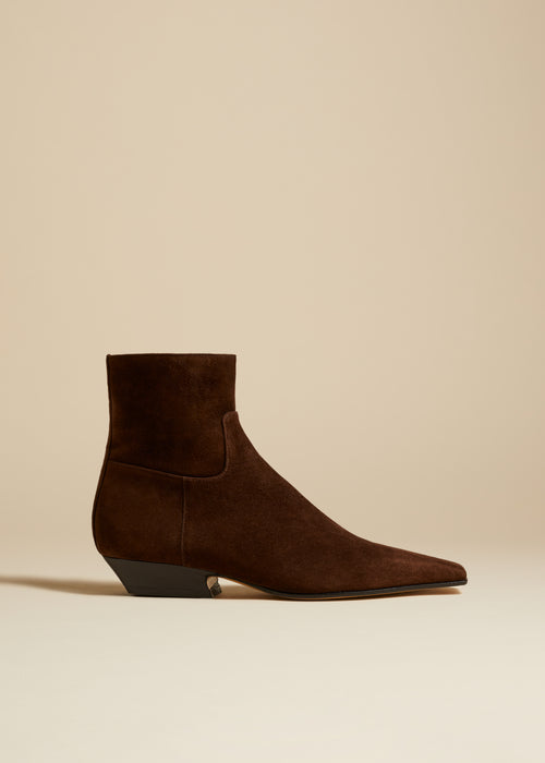 The Marfa Ankle Boot in Coffee Suede