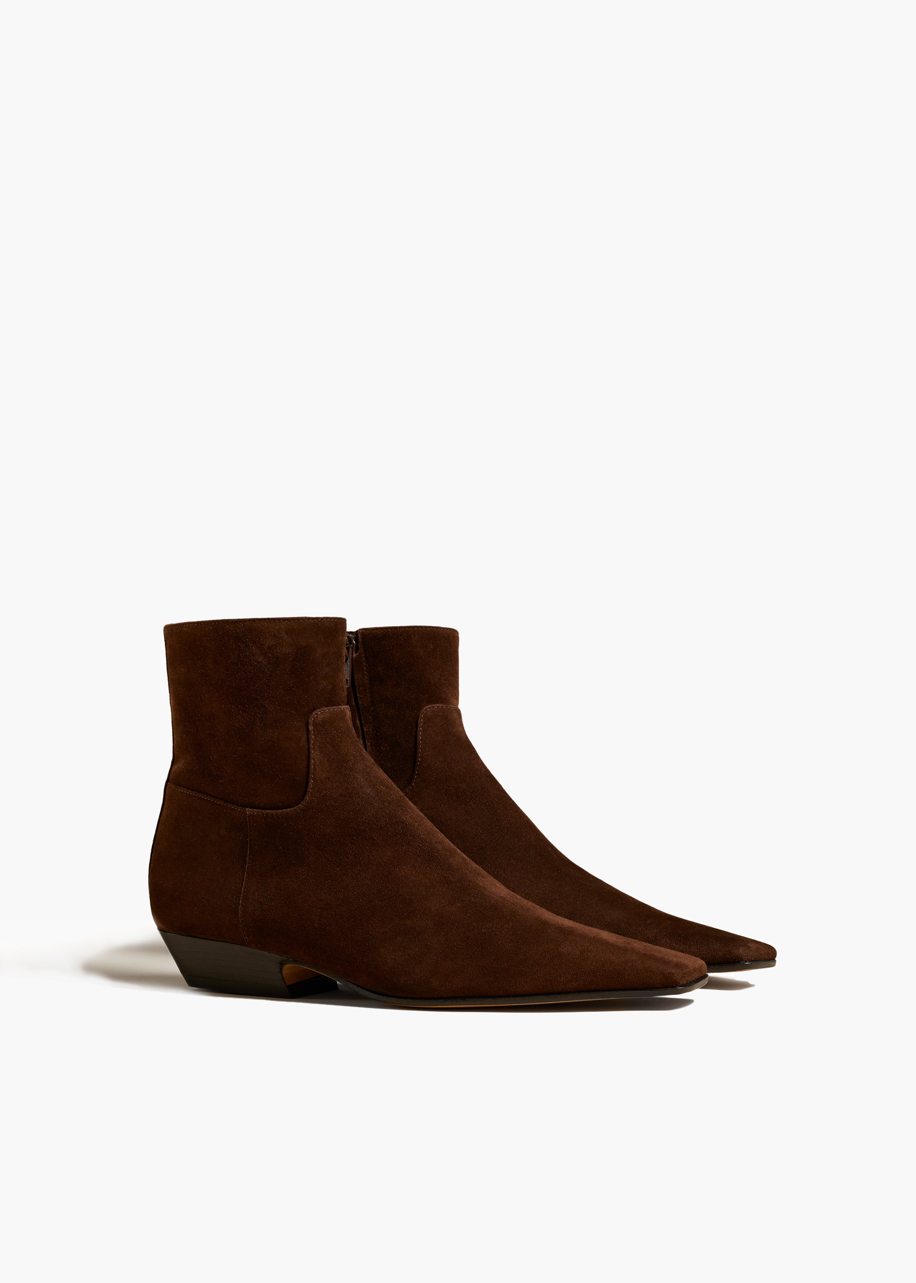 KHAITE LLC - Marfa Ankle Boot in Coffee Suede