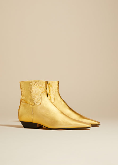 The Marfa Ankle Boot in Gold Metallic Leather