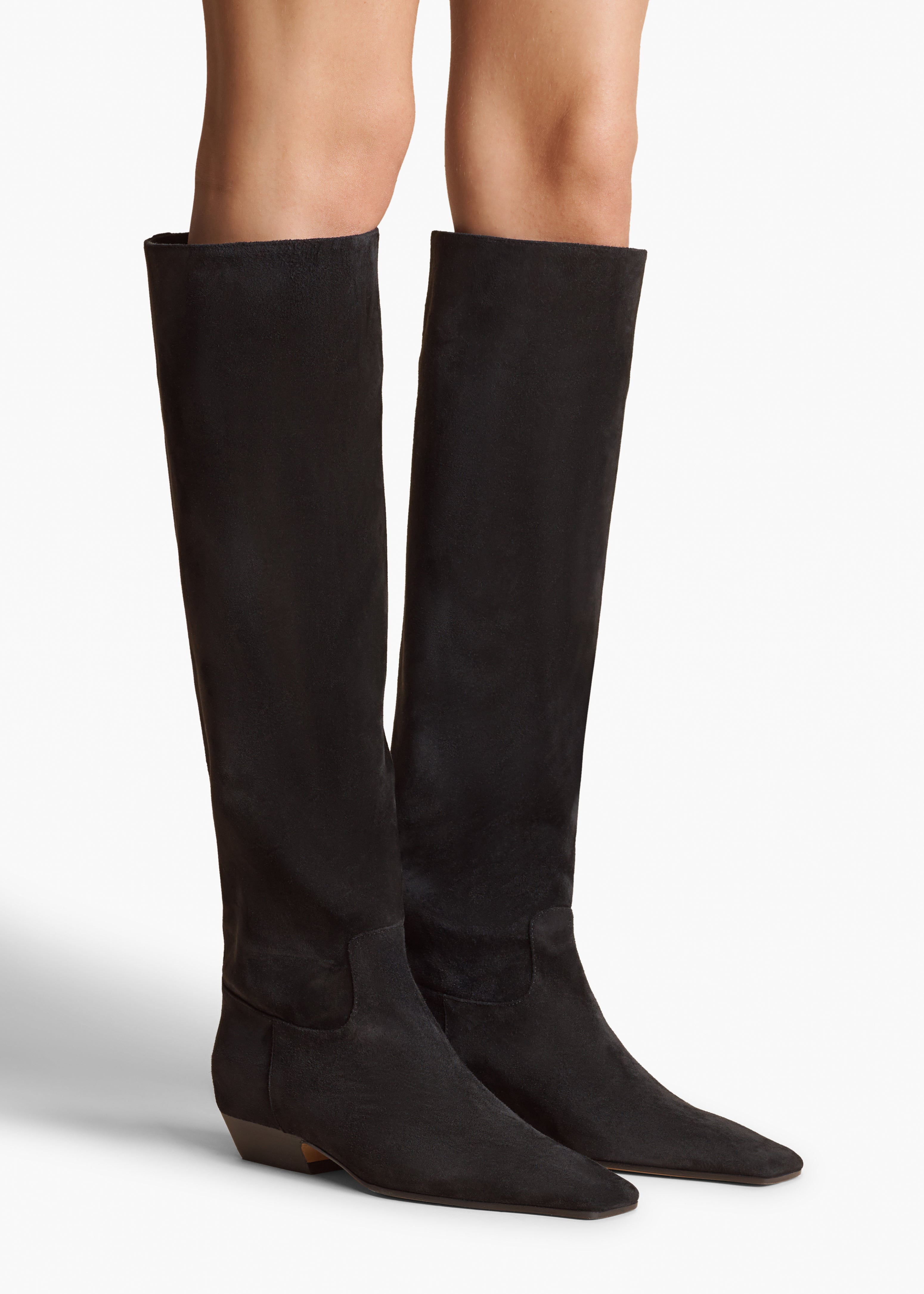 MARFA KNEE HIGH BOOT IN BLACK SUEDE STYLED VIEW