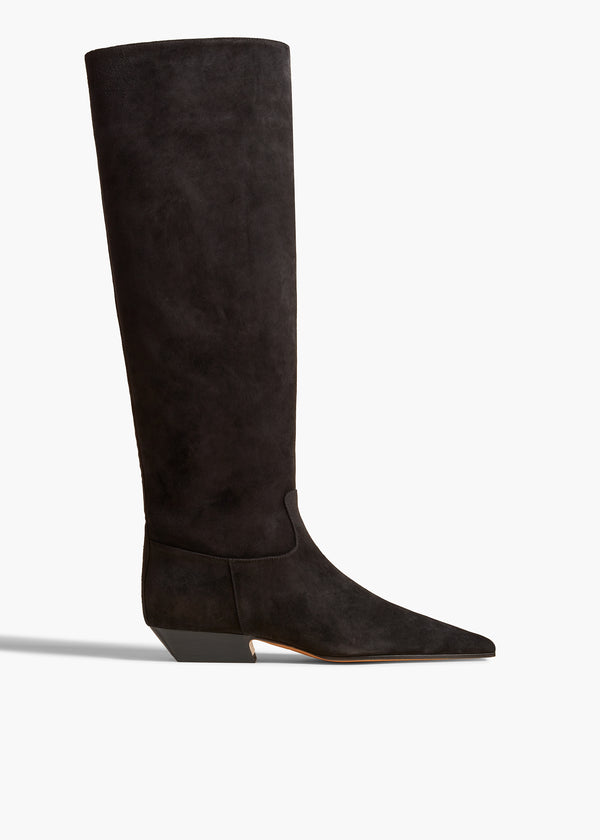 MARFA KNEE HIGH BOOT IN BLACK SUEDE FRONT VIEW