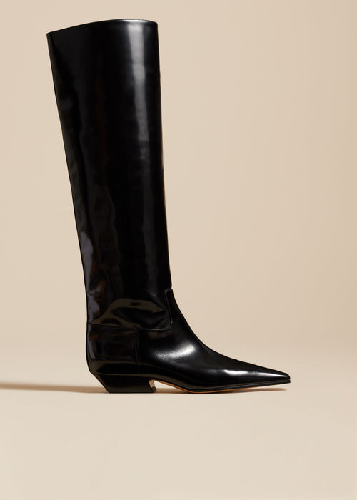 The Marfa Knee-High Boot in Black Brushed Leather
