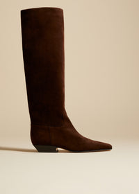 The Marfa Over-the-Knee High Boot in Bordeaux Croc-Embossed
