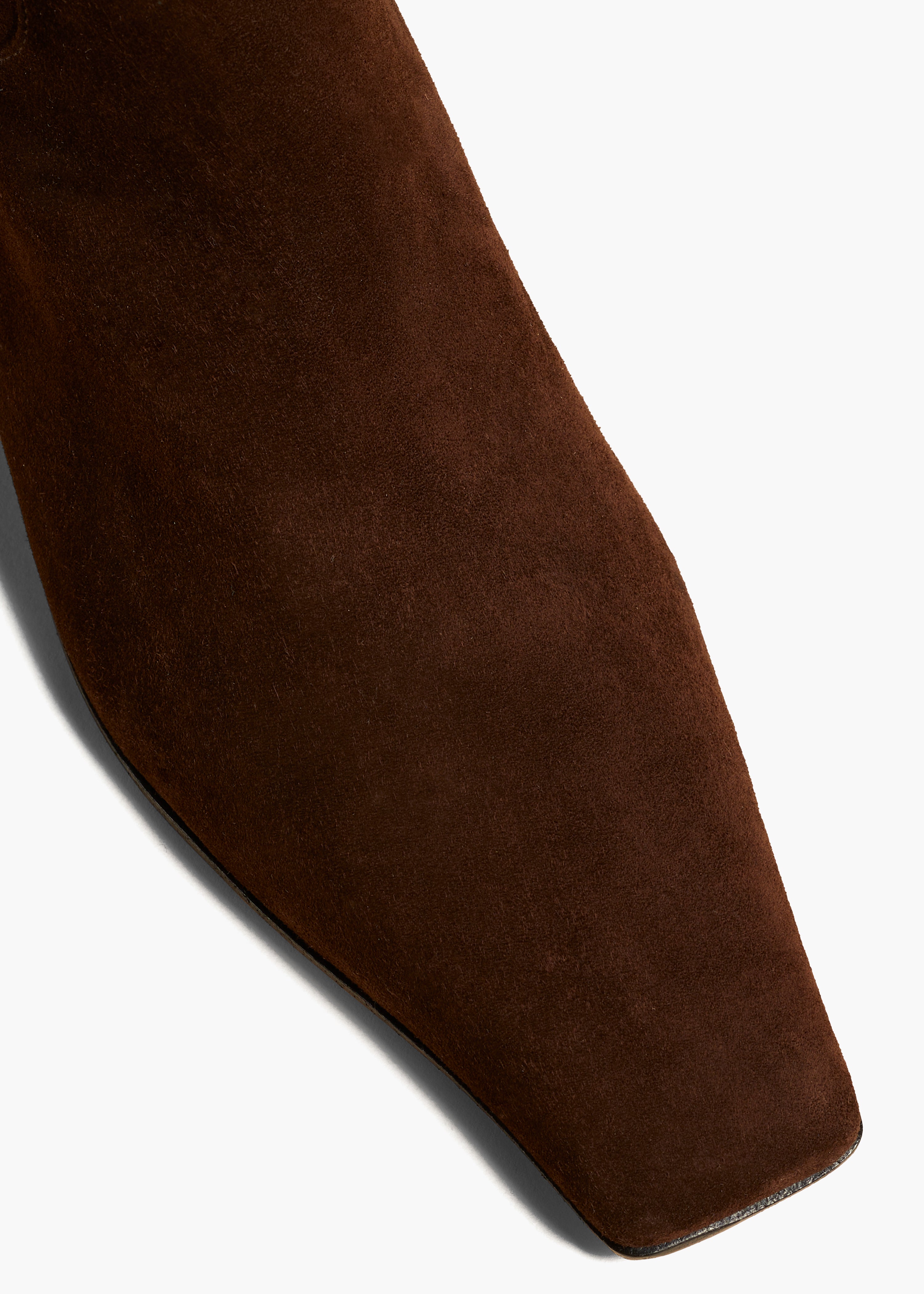 MARFA KNEE HIGH BOOT IN COFFEE SUEDE DETAILED VIEW 1