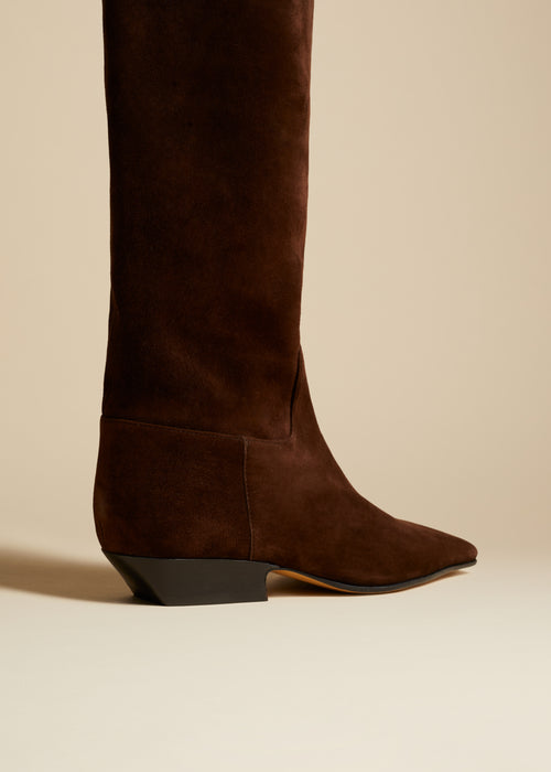 The Marfa Knee-High Boot in Coffee Suede