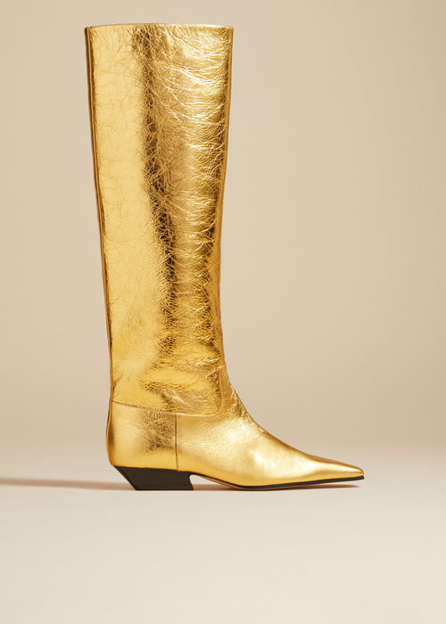 The Marfa Knee-High Boot in Gold Metallic Leather