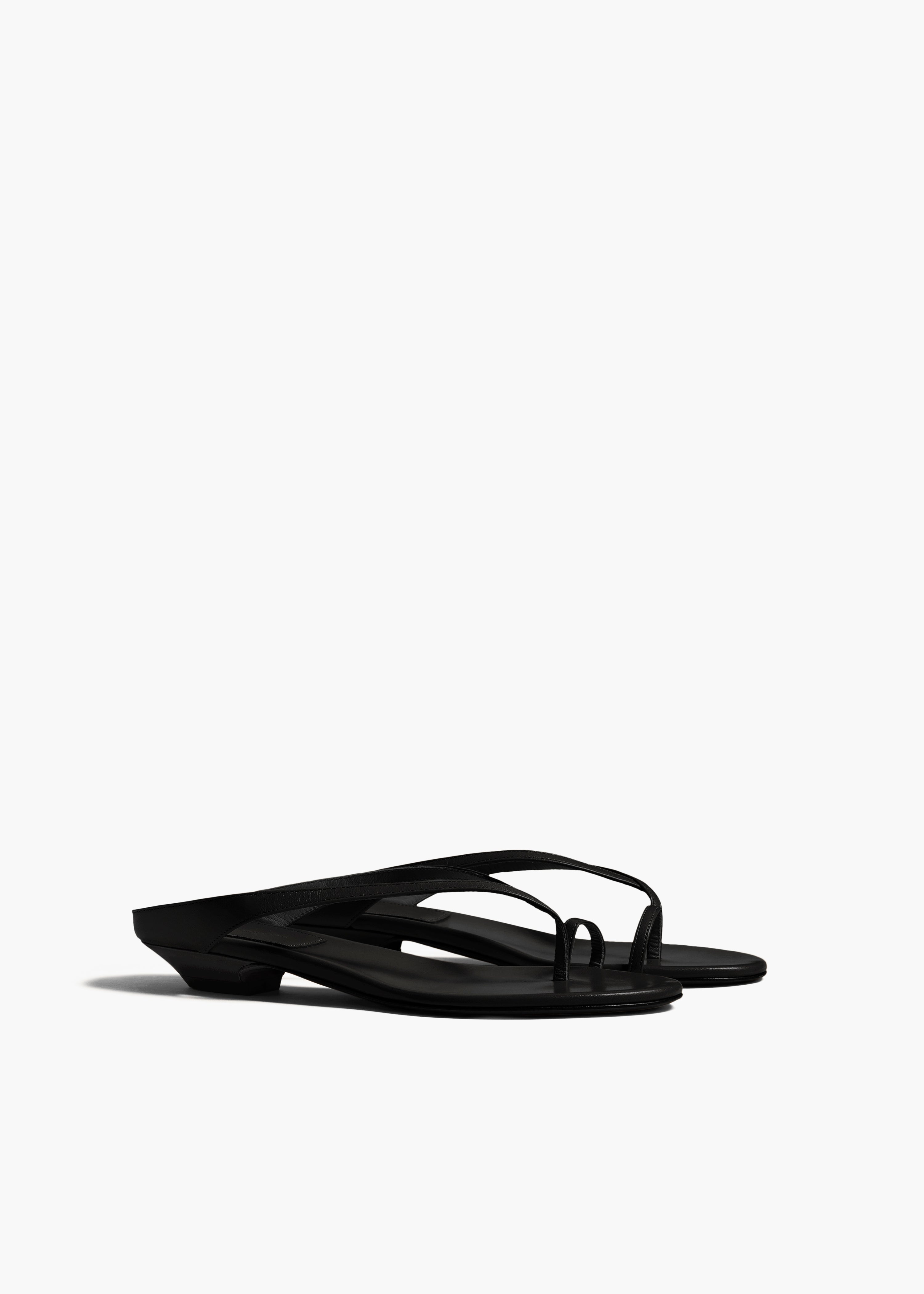 Marion Thong Sandal in Black Leather SIDE VIEW