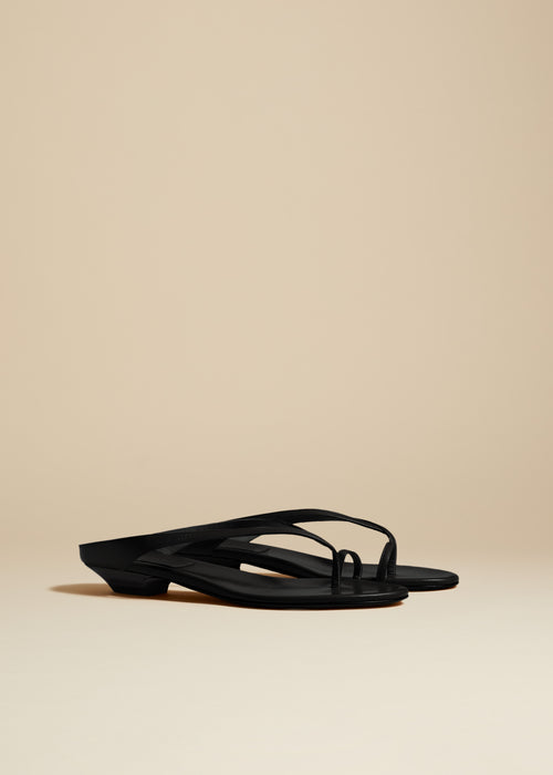 The Marion Thong Sandal in Black Leather