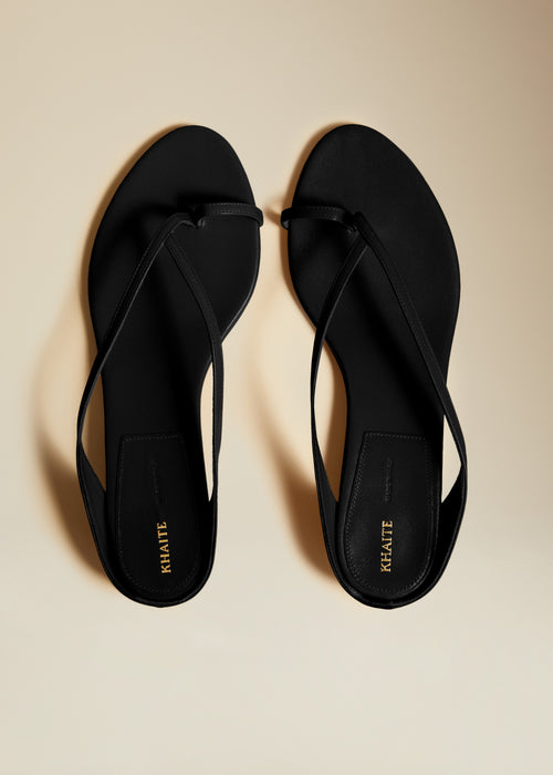 The Marion Thong Sandal in Black Leather