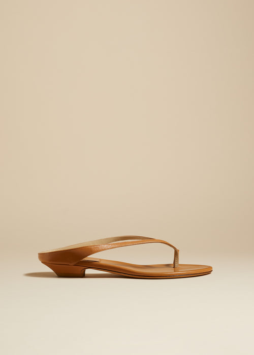 The Marion Thong Sandal in Nougat Leather