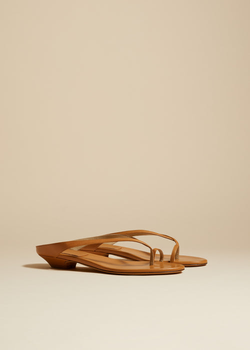 The Marion Thong Sandal in Nougat Leather