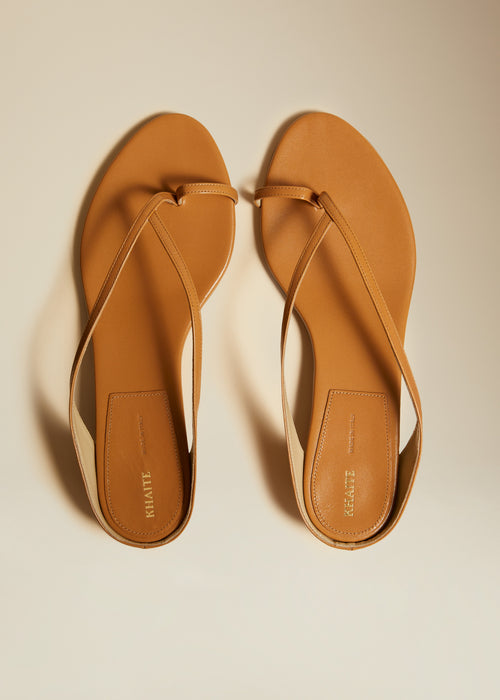 The Marion Thong Sandal in Nougat Leather