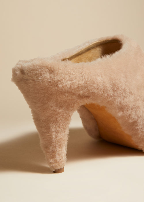 The Marion Mule Sandal in Blush Shearling